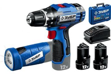 Дрель-шуруповерт + фонарь T7 12 В 2 Ач кейс 2 акк DL-12122F  Профессионал