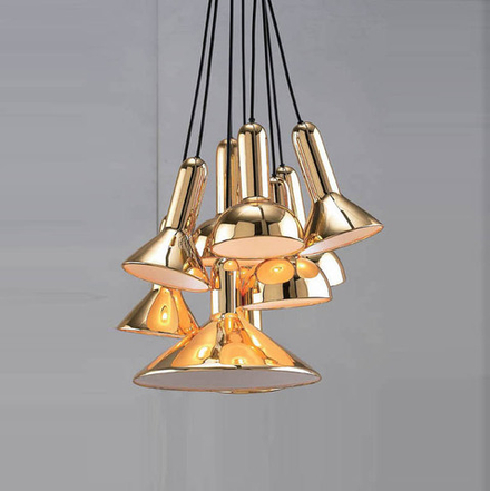 Pendant design lamp  TORCH by Sylvain Willenz (Gold,  10 lampshades)