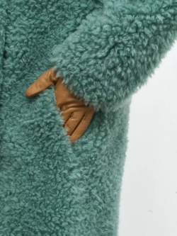 Шуба женская чебурашка тедди эко, зеленая, SilverFox