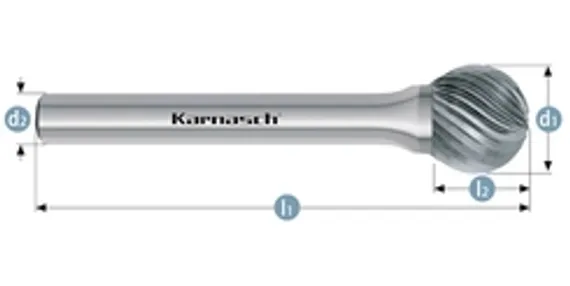 Борфреза твердосплавная Karnasch форма F, 3х8х3х38 мм, насечка HP-2, без покрытия, арт. 11.3050-015