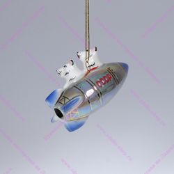 Фарфоровая ёлочная игрушка Белка и Стрелка со сложной росписью