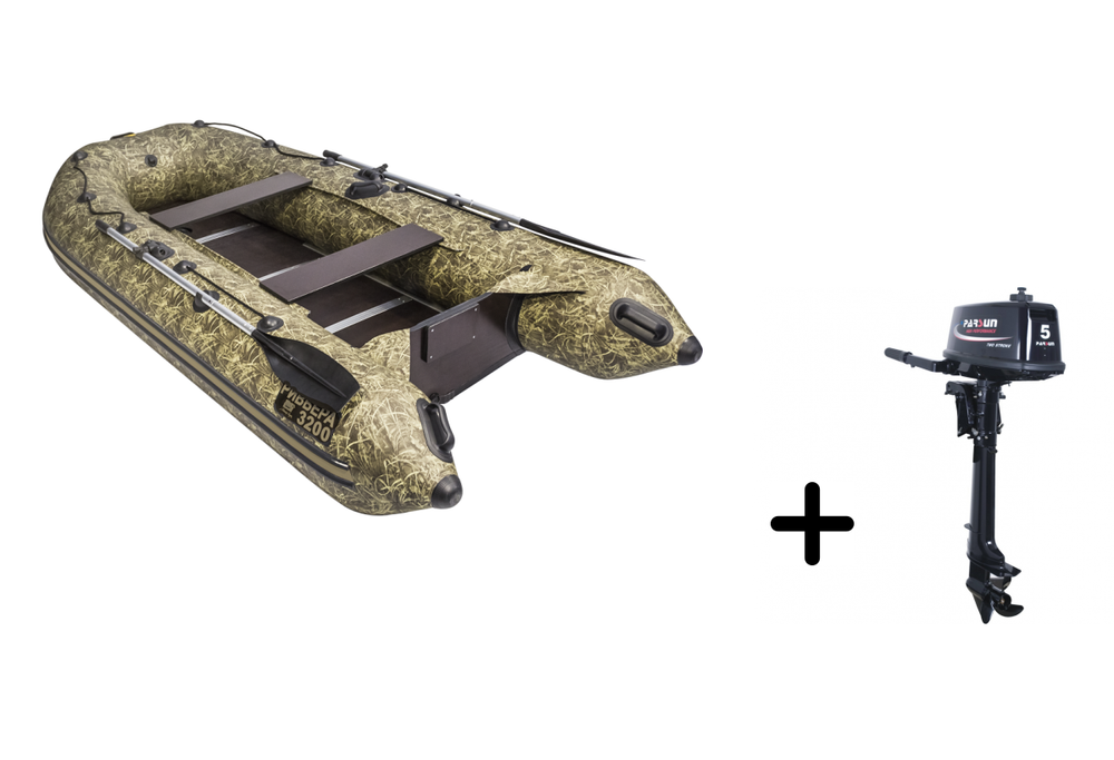Ривьера 3200 СК камуфляж + PARSUN T 5.0 BMS (комплект лодка + мотор)