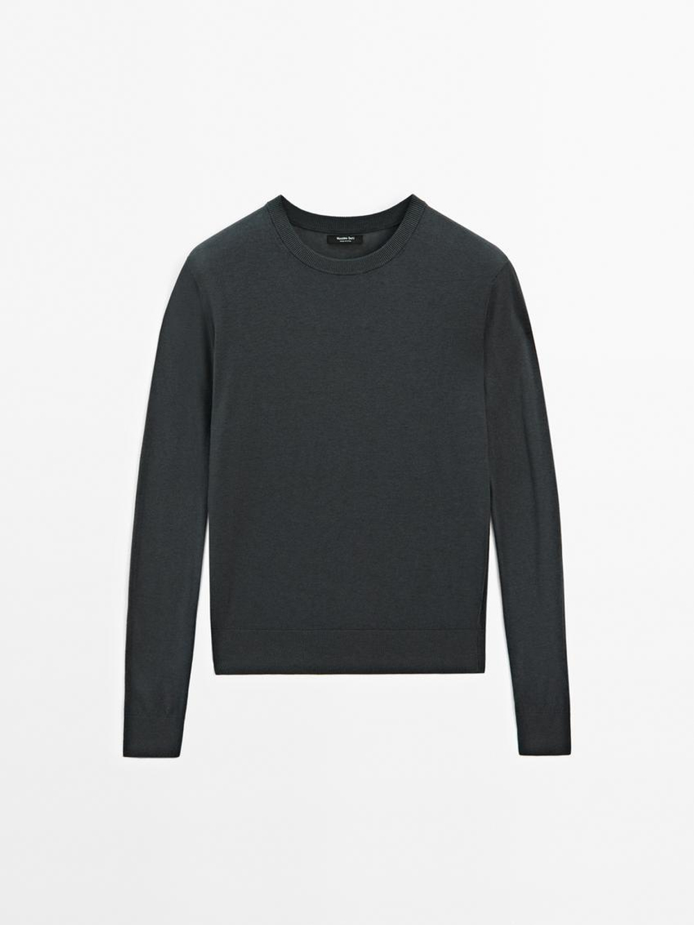 Massimo Dutti Свитер из смесового хлопка, свинцовый