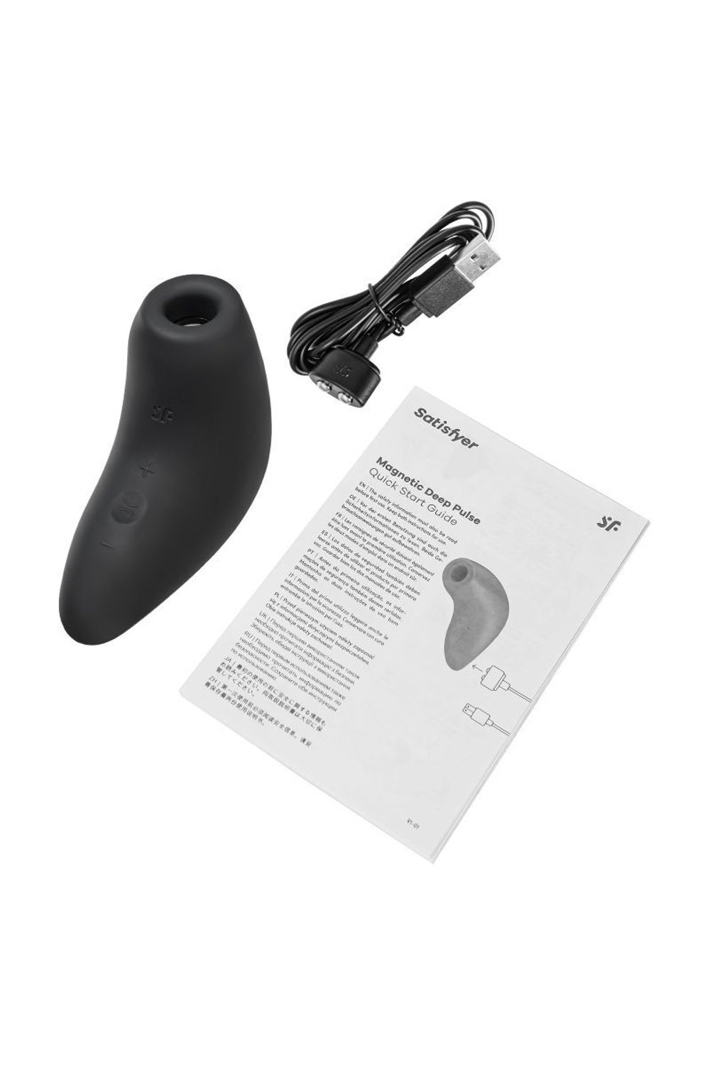 Черный вакуум-волновой бесконтактный стимулятор клитора Magnetic Deep Pulse (Цвет: черный)