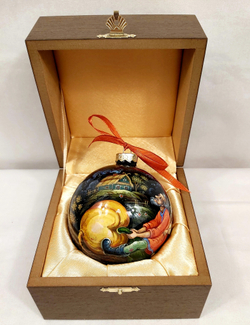 Шар новогодний (круговая роспись Палех) "Репка" в футляре