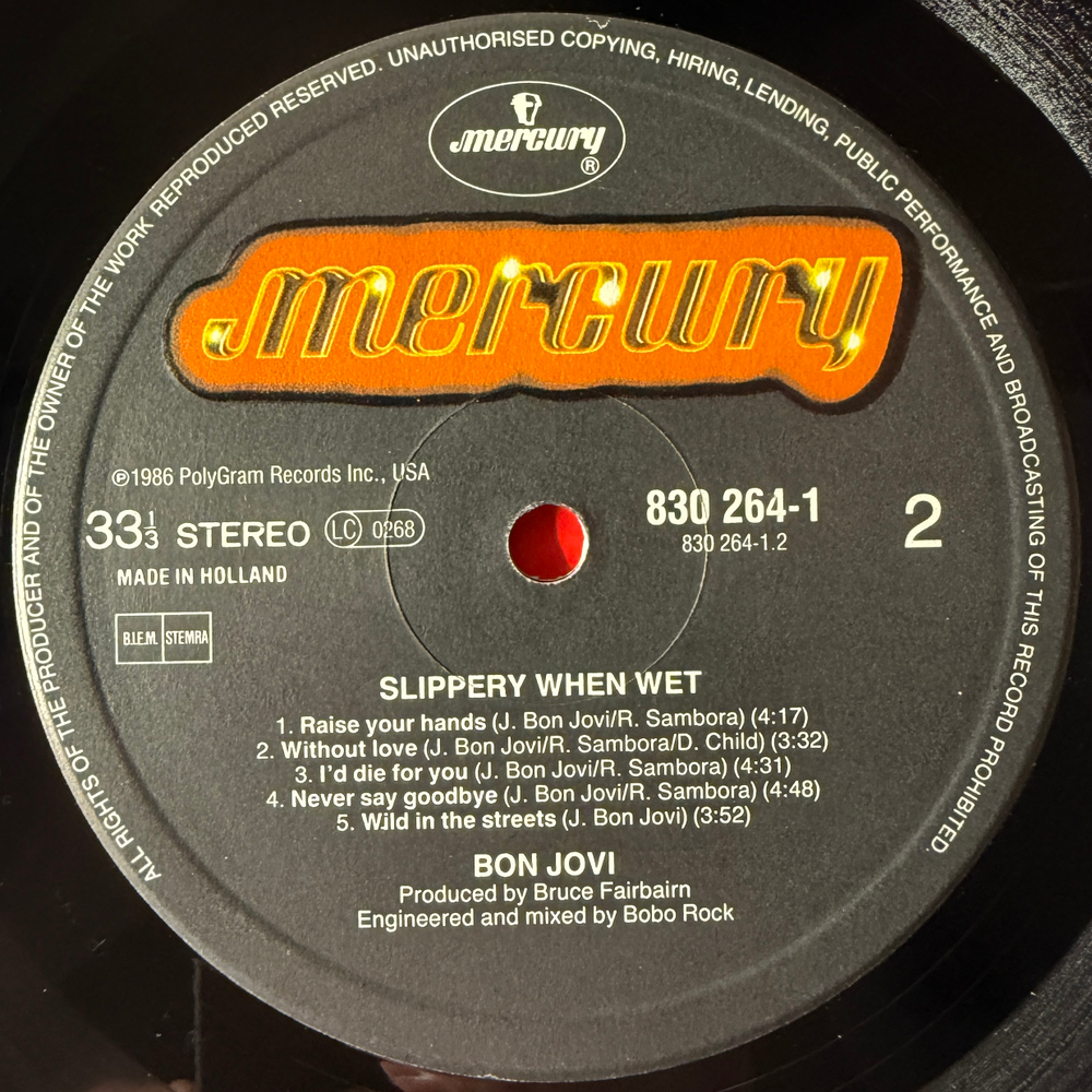 Bon Jovi - Slippery When Wet (Голландия 1986г.)