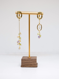 Серьги с хризолитом и аметистом