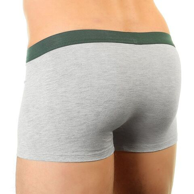 Мужские меланжевые трусы-боксеры с окантовкой и резинкой зеленого цвета (Размер: M) (Цвет: серый)