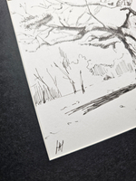 Картина, графика в паспарту 21х30 см на стену для интерьера "Дуб"