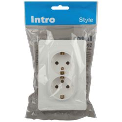 Розетка Intro Style 7-205-01 двойная с заземлением 2X2P+E Schuko, 16А-250В, IP20, СУ, белый