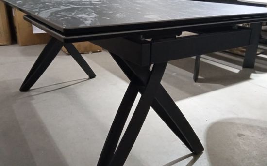 Стол PALERMO 180 TL-128 Испанская керамика черный контрастный мрамор / черный каркас