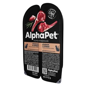 Влажный корм AlphaPet Superpremium для взрослых стерилизованных кошек «Ягненок и сердце мясные кусочки в желе»