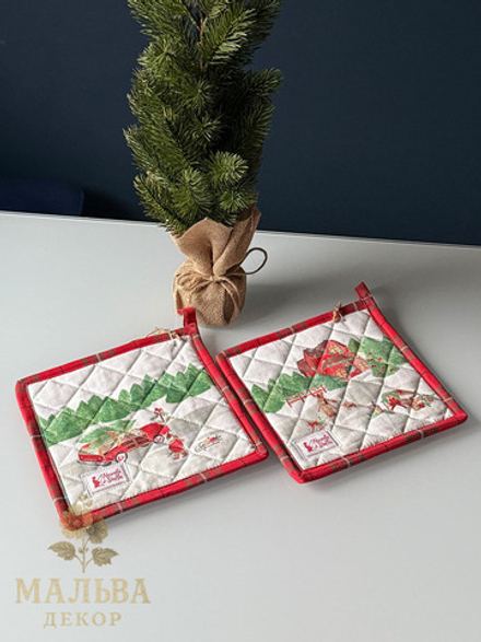Прихватка "Рождественская открытка" 18x18см