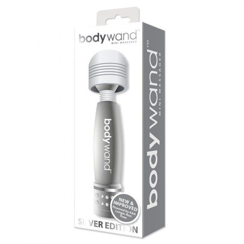 Жезловый мини‑вибратор Bodywand Silver Edition, 11 см, с кристаллами
