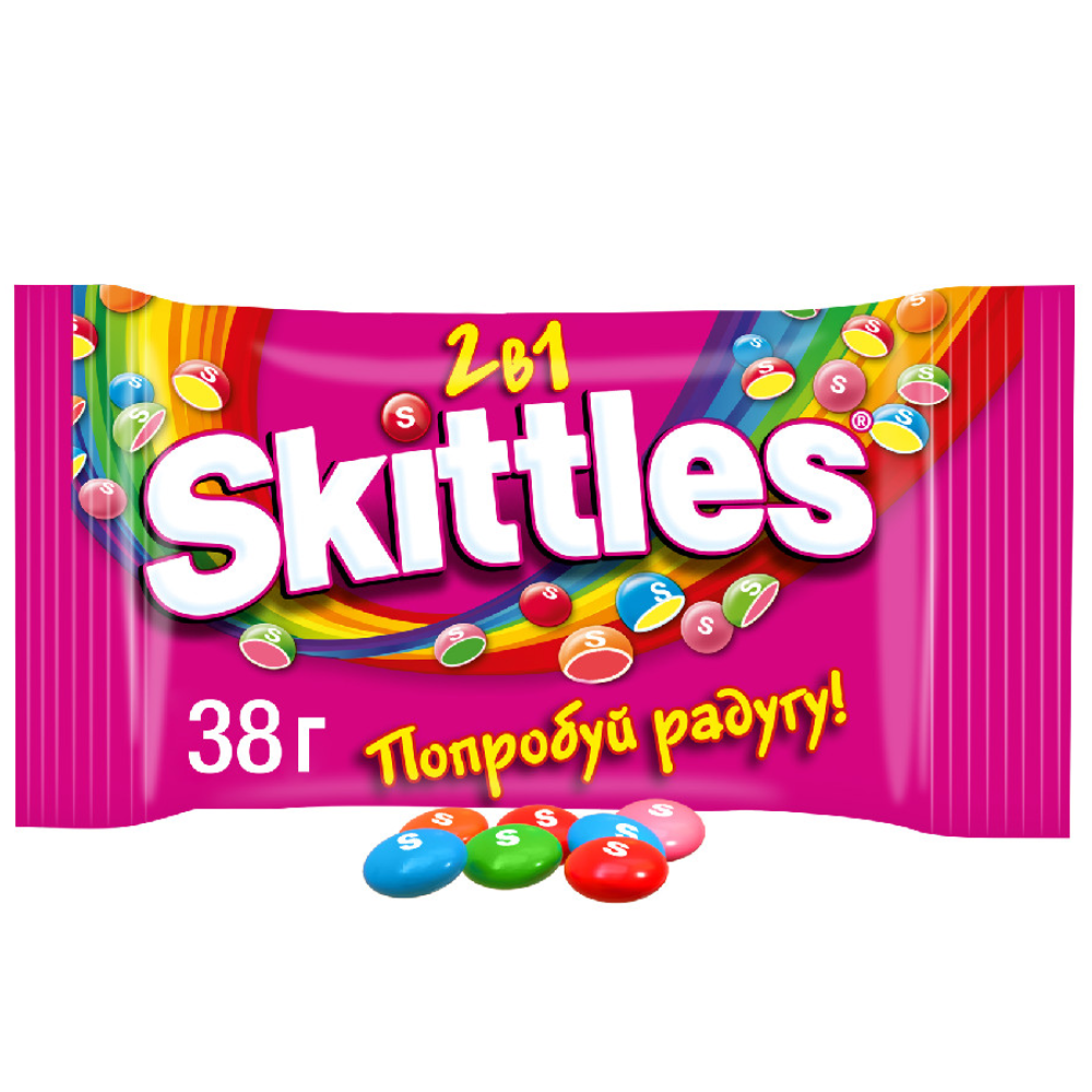 Драже Skittles 2 в 1 в сахарной глазури 38 гр