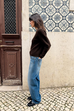 ZARA ДЖЕМПЕР ИЗ ТРИКОТАЖА СО СТРАЗАМИ НА ВОРОТНИКЕ, КОРИЧНЕВЫЙ