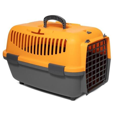 Переноска для животных с пластиковой дверцей "Верона" M, оранжевая, 550x360x350мм, серия TRAVEL, Triol