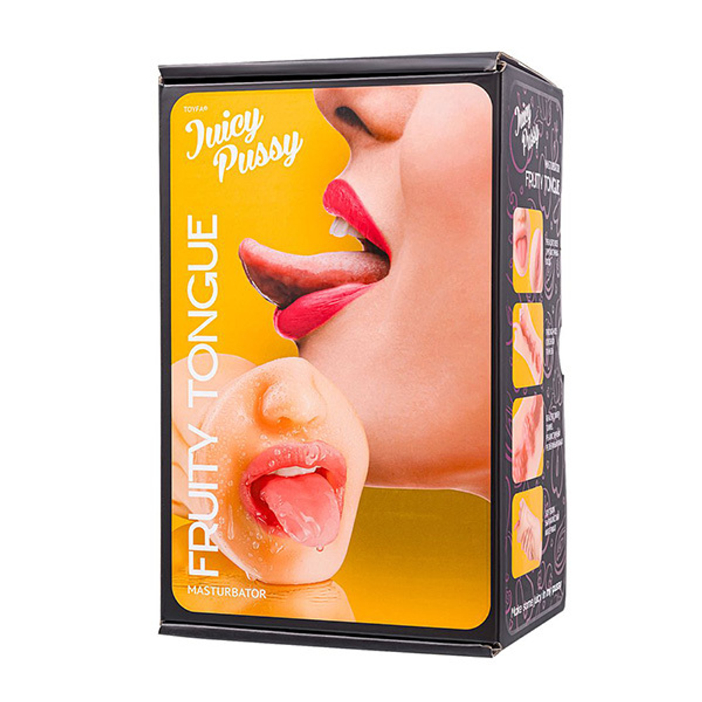 Телесный двусторонний мастурбатор 19см ротик и вагина ToyFa Juicy Pussy Fruity Tongue 893019