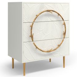 Комод Арт Колор leaves Стайл Голд с 3 ящиками Белый опал