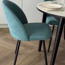 Обеденная группа стол Крафт белый и 4 стула Элион цвет морская волна