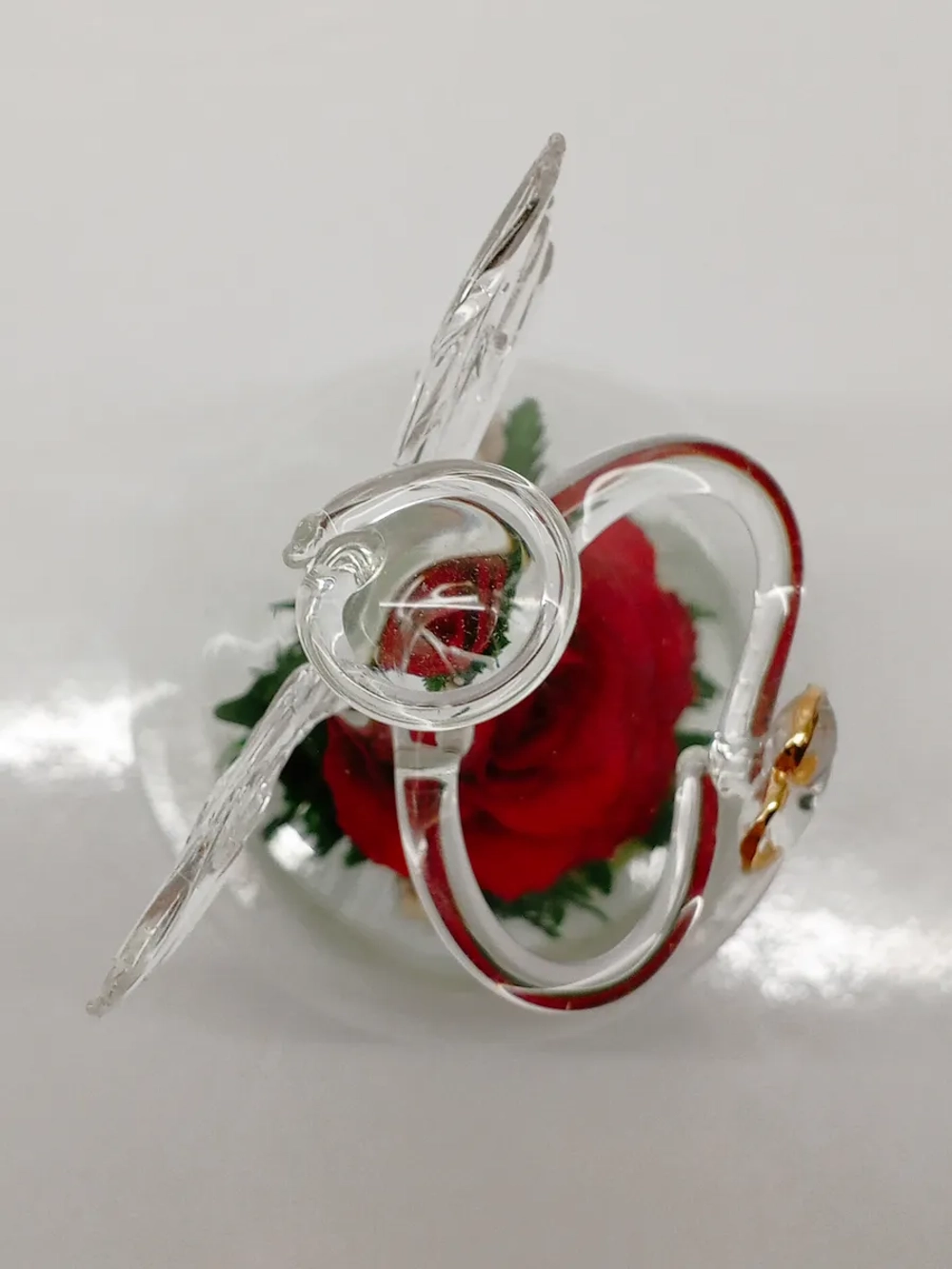 натуральная роза в стеклянном ангеле, вакуум