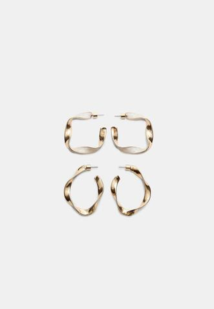 STRADIVARIUS Набор из 9 эмалированных сережек-колец неправильной формы, золотой