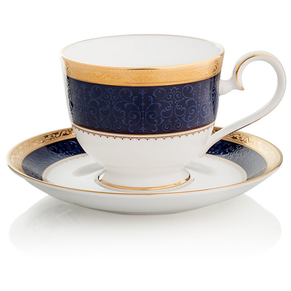Чашка чайная с блюдцем Noritake Одесса Кобальт золотой кант 230мл