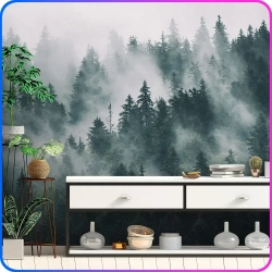 Фотообои 3d на стену флизелиновые Туманный лес 300х270 см Luxury Walls AM13103