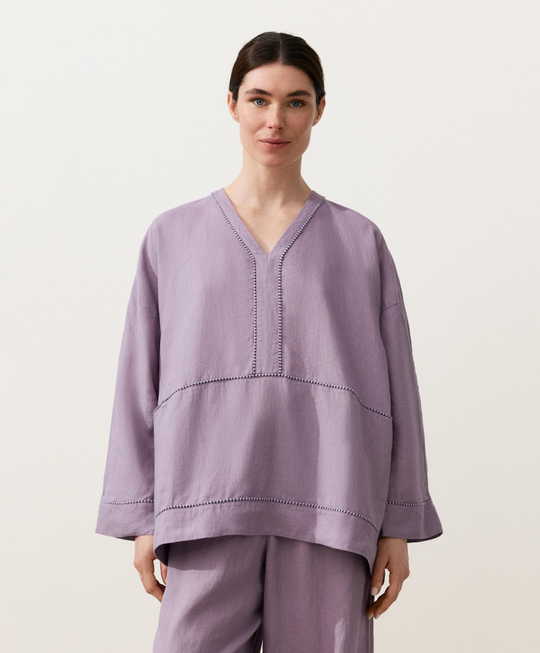 Oysho Рубашка из 100% льна, лиловый