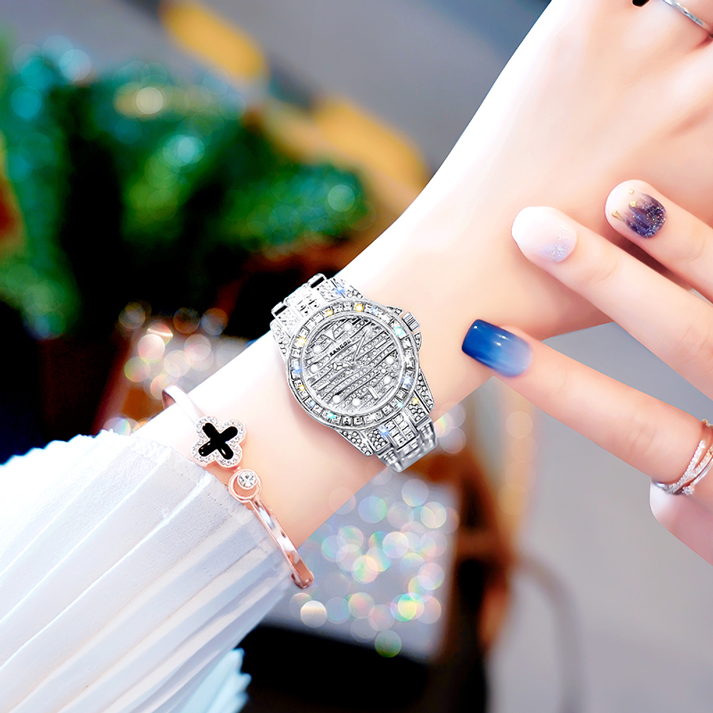 KANGOL Sparkling Adventure Baby"s Breath Quartz Movement Metal Strap Watch Women"s Watch Silver Dial