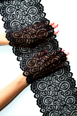 Эластичное кружево черное ширина 17 см