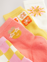 Носки хлопковые для девочки Next AT4-456, 4 шт., Розовый, Желтый, Белый