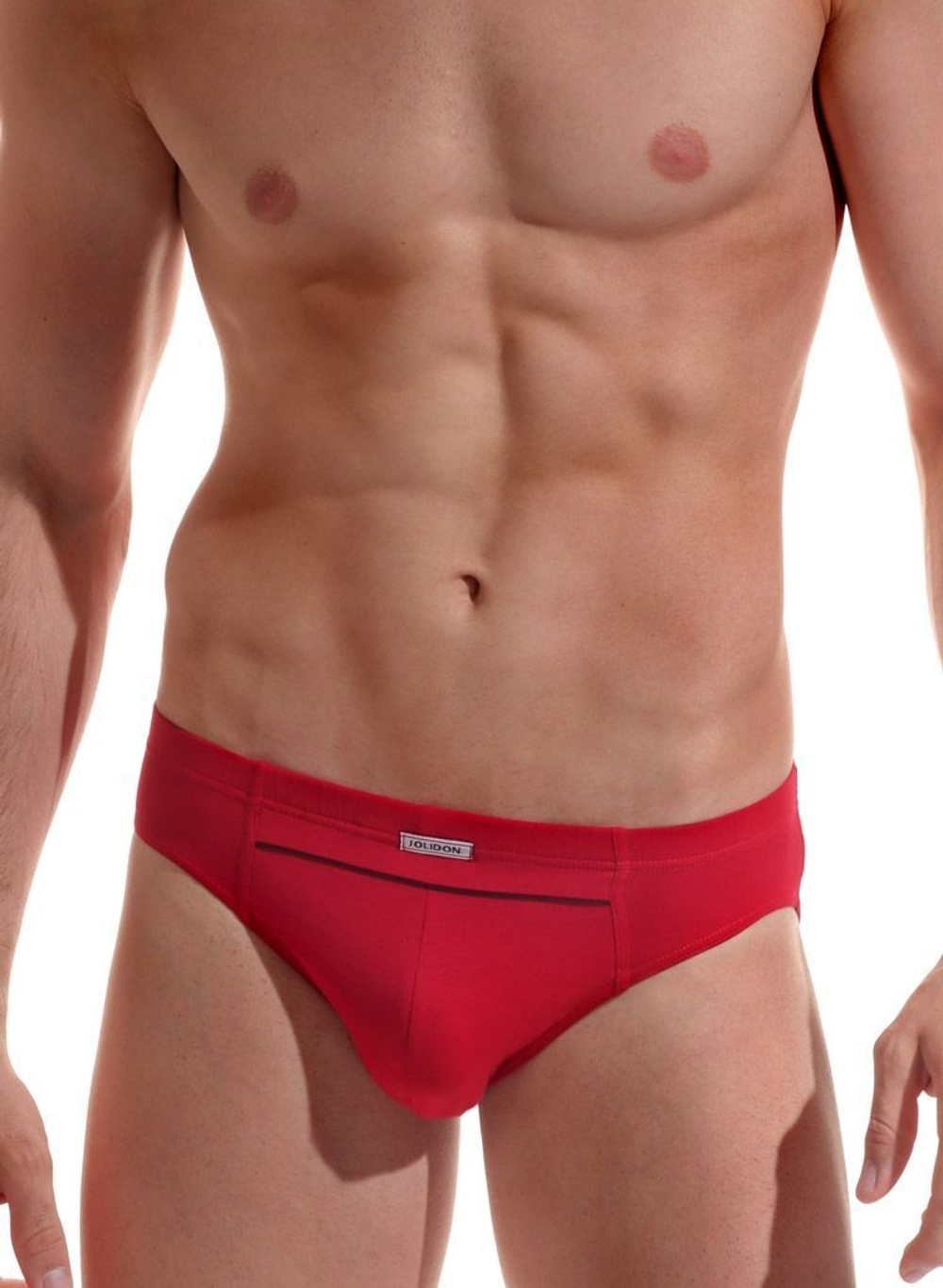 Мужские трусы-слипы с контрастной полоской (Размер: M) (Цвет: красный)