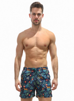 Синие пляжные шорты с принтом в виде джунглей (Размер: XL) (Цвет: синий)