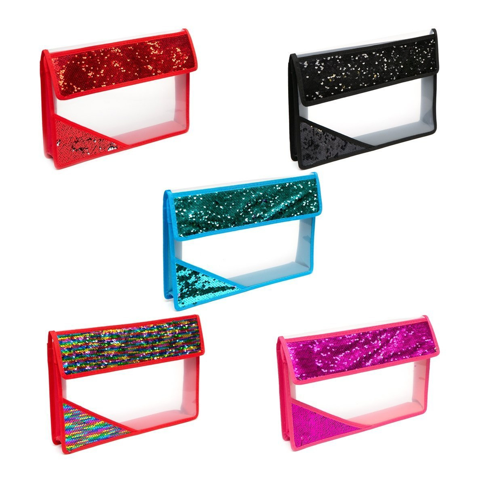 Папка 1 отделение, А4 330х220х50 мм, Alingar, пластик, пайетки на клапане и уголке, клапан на липучке