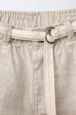 ZARA ШОРТЫ-БЕРМУДЫ, СВЕТЛО-БЕЖЕВЫЙ