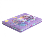 Записная книжка 12,5 см * 17,5 см , 7БЦ, Alingar, ПВХ, конгрев 3D, поролон, 96л., линия, ляссе, цветной срез, "Модная дечонка", сиреневый