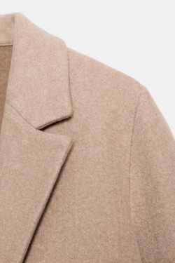 ZARA БАЗОВОЕ ПАЛЬТО ИЗ МЯГКОЙ ТКАНИ, МЯГКИЙ КАШТАНОВЫЙ
