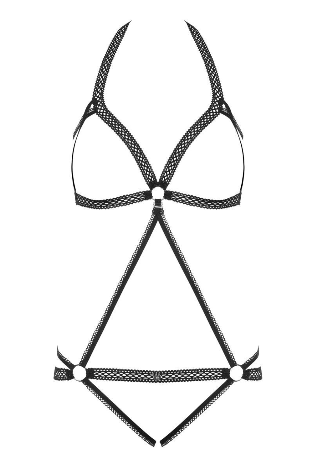 Соблазнительное боди Darkie с колечками (Размер: L-XL) (Цвет: черный)