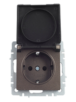 BRITE Розетка 1-местная с заземлением с защитными шторками и крышкой 16А IP44 РСбш10-3-44-БрТБ темная бронза IEK