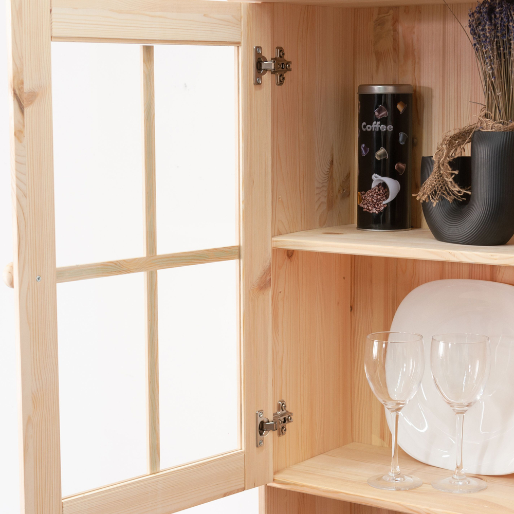 Шкаф Лена однодверный из сосны, с полкой (верхняя часть буфета Лена), в натуральной отделке