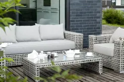 "Тито" лаунж-зона из искусственного ротанга, цвет серый