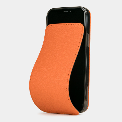 Чехол для iPhone 12 Mini из натуральной кожи теленка, оранжевого цвета