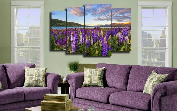 Модульная картина "Люпины в горах"