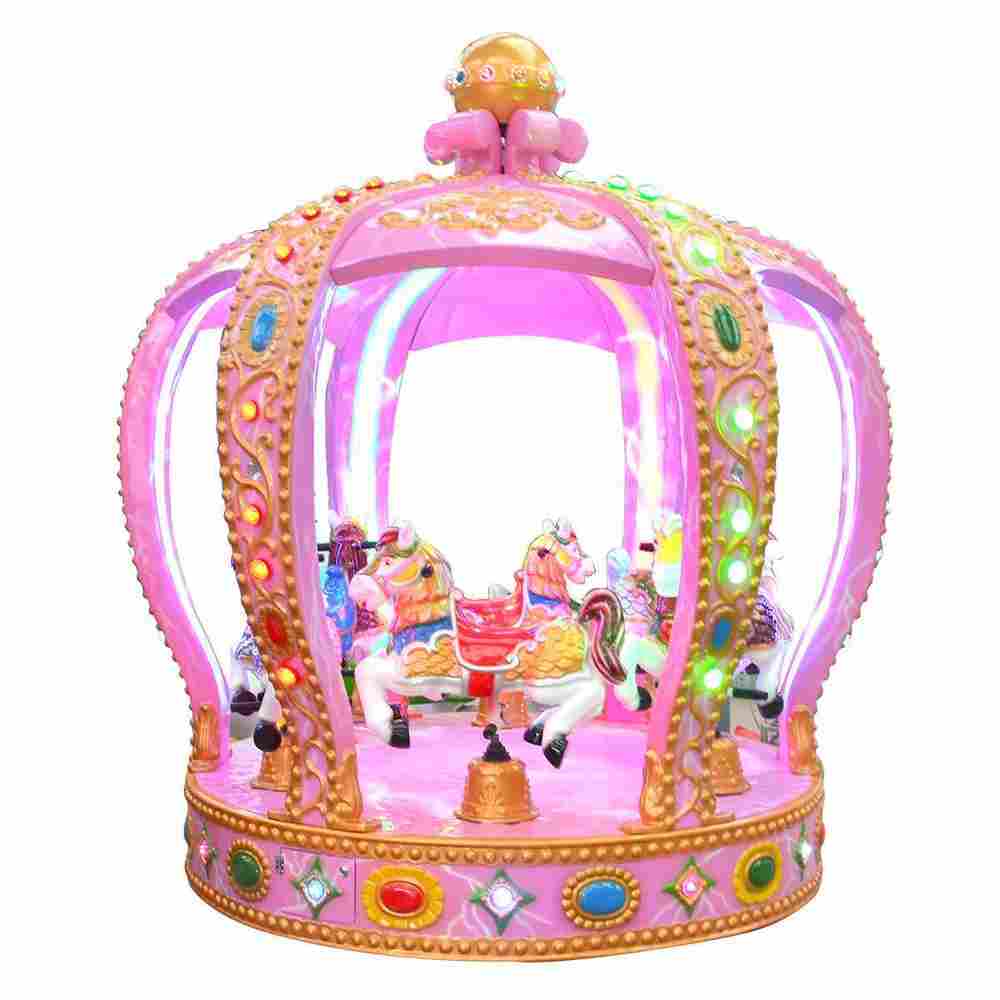 Детская электрическая карусель «Корона Принцессы» розовая, 6 мест