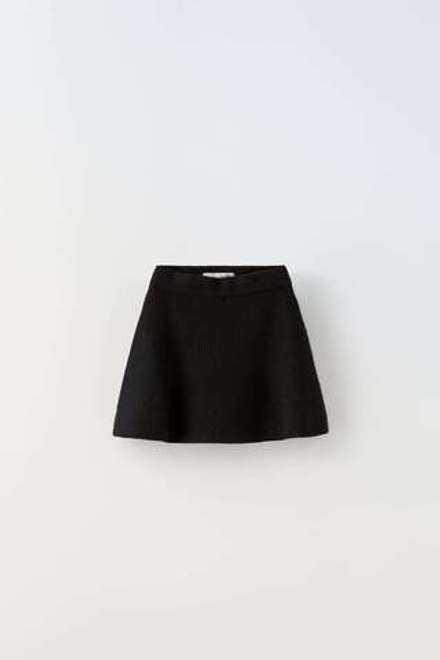 ZARA ТРИКОТАЖНАЯ ЮБКА, ЧЕРНЫЙ