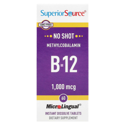 Superior Source, метилкобаламин, витамин B12, 1000 мкг, 60 быстрорастворимых таблеток MicroLingual®