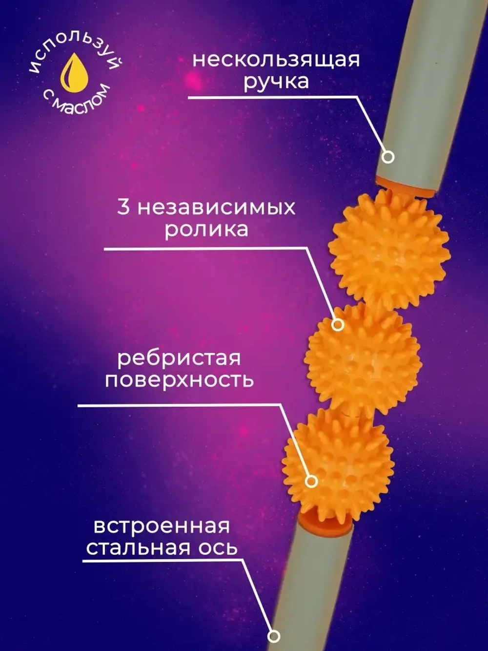 Массажер для тела антицеллюлитный ручной роликовый