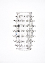 Насадка на фаллос с шипами прозрачная открытая (Цвет: прозрачный)