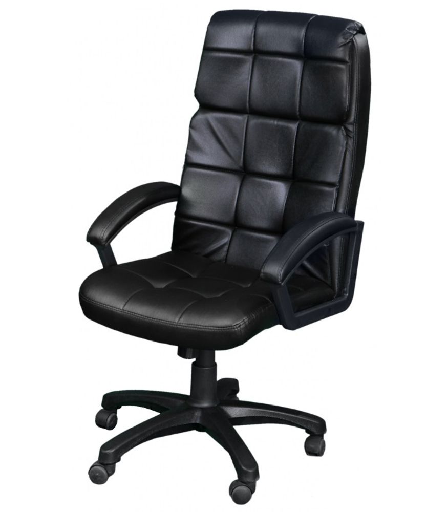 Фортуна 5(11) Кресло для руководителя (черный кожзам, пластиковая крестовина, подлокотники черный пластик)